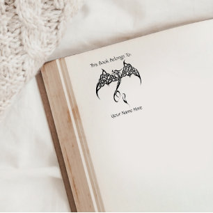 Sello De Caucho Dragón Tribal Celta Entrelazado Negro Blanco Fanta