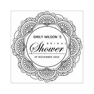 SELLO DE CAUCHO DUCHA BRIDAL DE MANDALA PERSONALIZADO DE ORNACIÓN 