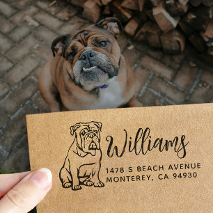 Sello De Caucho Dueño de Bulldog Inglés Dirección de Retorno Dueño