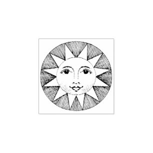 Sello De Caucho Dulce Sol Sonriente Redondo Mini Arte