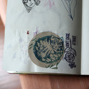 Sello De Caucho Earth Nature Tiger Stripe Tabby Cat Art           