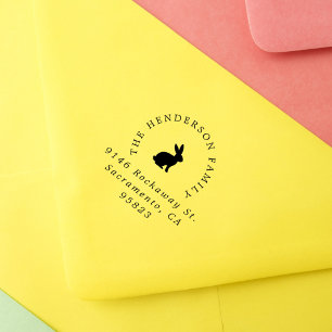Sello De Caucho Easter Bunny Rabbit Elegant Typography Address