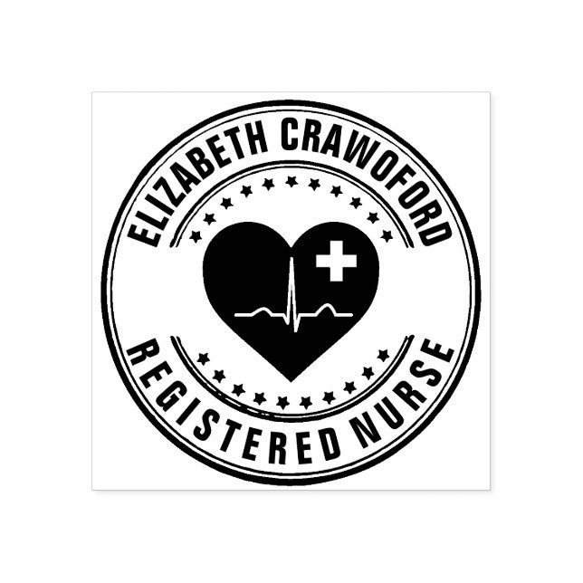 Sello De Caucho ECG de corazón de marca de enfermera registrada co (Impresión)