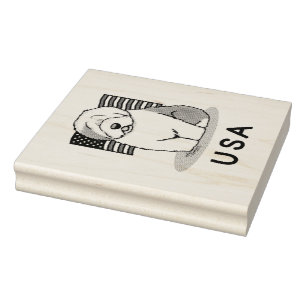 Sello De Caucho EEUU Bandera Americana Vieja Oveja Inglesa (Gris 1