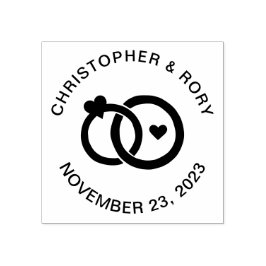 Sello De Caucho El Boda moderno suena en la pareja Personalizado s