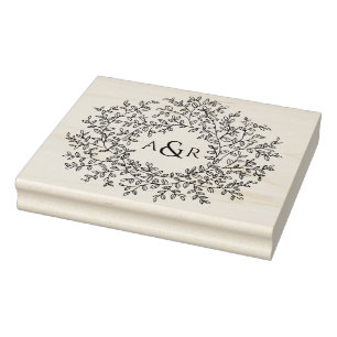 Sello De Caucho El casarse dibujado mano de las iniciales de los