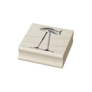 Sello De Caucho El curioso pez sobre las inclinaciones está de vue