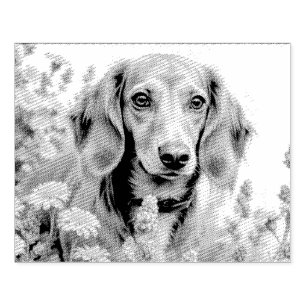 Sello De Caucho El dachshund lindo en la granja