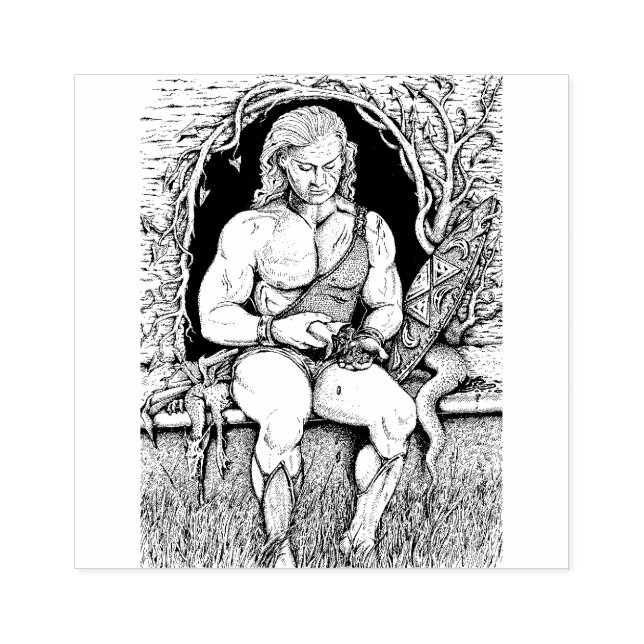 SELLO DE CAUCHO EL ESPÍRITU DE DRAGÓN, EL GUERRERO, LA BOLSA DE OR (Impresión)