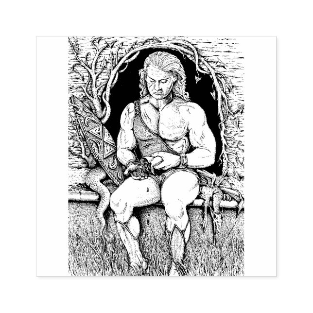 SELLO DE CAUCHO EL ESPÍRITU DE DRAGÓN, EL GUERRERO, LA BOLSA DE OR (Impresión)