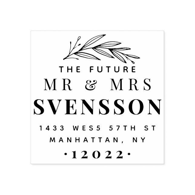Sello De Caucho El futuro, dirección de retorno de Mr. y Mrs. Enga (Impresión)