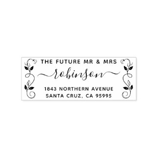 Sello De Caucho El futuro Sr. y Sra. Rustic Floral Return Address