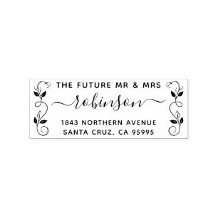 Sello De Caucho El remite futuro de Sr. y de señora Rustic Floral