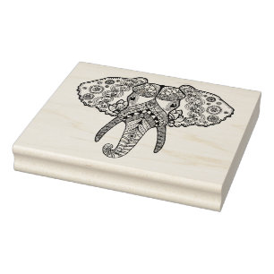 Sello De Caucho Elefante 2 inspirado en Zentangle