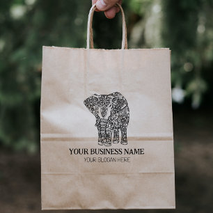 Sello De Caucho Elefante Decorado, Negocios Personalizados, Grande