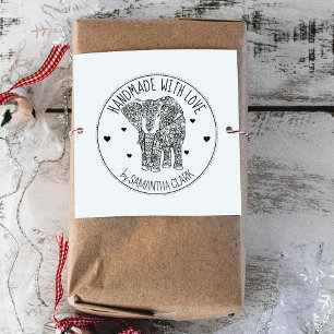 Sello De Caucho Elefante indio, Personalizado hecho a mano con amo