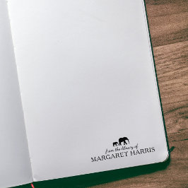 Sello De Caucho Elefante minimalista de la biblioteca de, libro