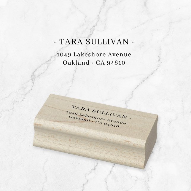 Sello De Caucho Elegancia exótica. Tipografía mínima 07. (Elegant, classic typography wooden return address stamp. Basic address stamp.)