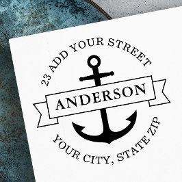 Sello De Caucho Elegant anchor and banner nautical return address
