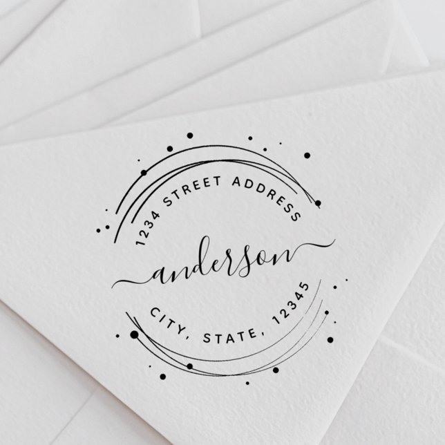 Sello De Caucho Elegant Calligraphy Monogram Round Return Address (Subido por el creador)