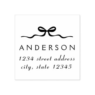 Sello De Caucho Elegant Christmas Bow Family Name Return Address