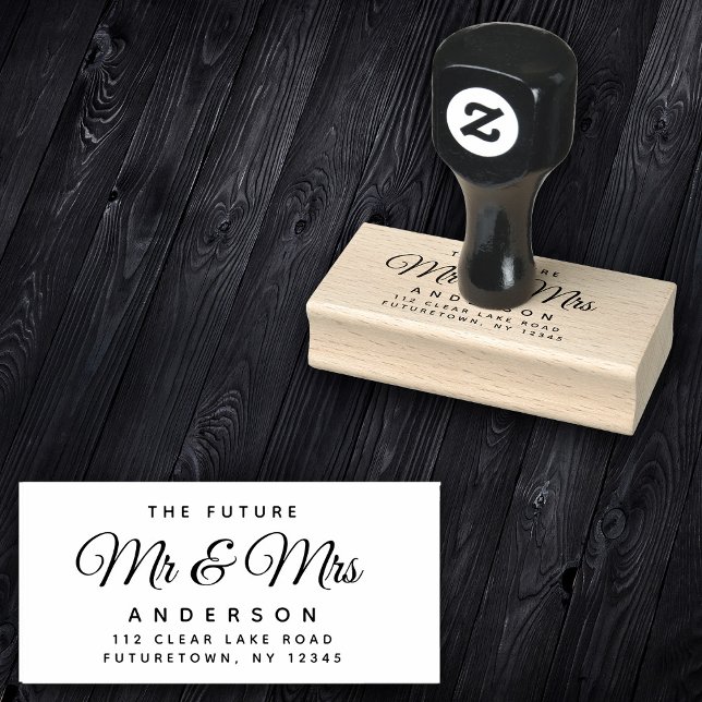 Sello De Caucho Elegant Future Mr. y Mrs. Return Address Script (Subido por el creador)