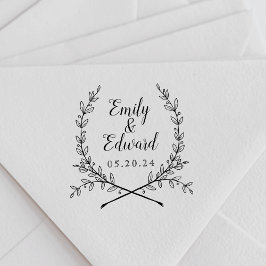 Sello De Caucho Elegant Laurel Couple Names Wedding Save the Date