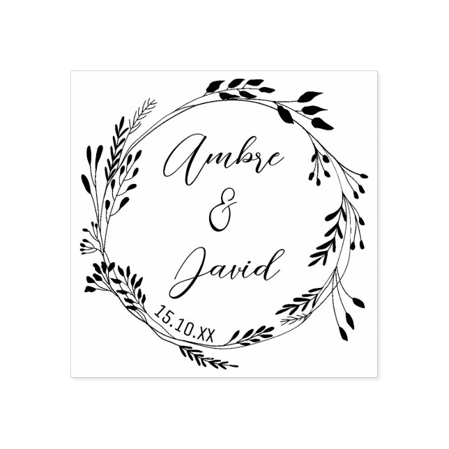 Sello De Caucho Elégant, Moderne, Couronne Florale (Impresión)