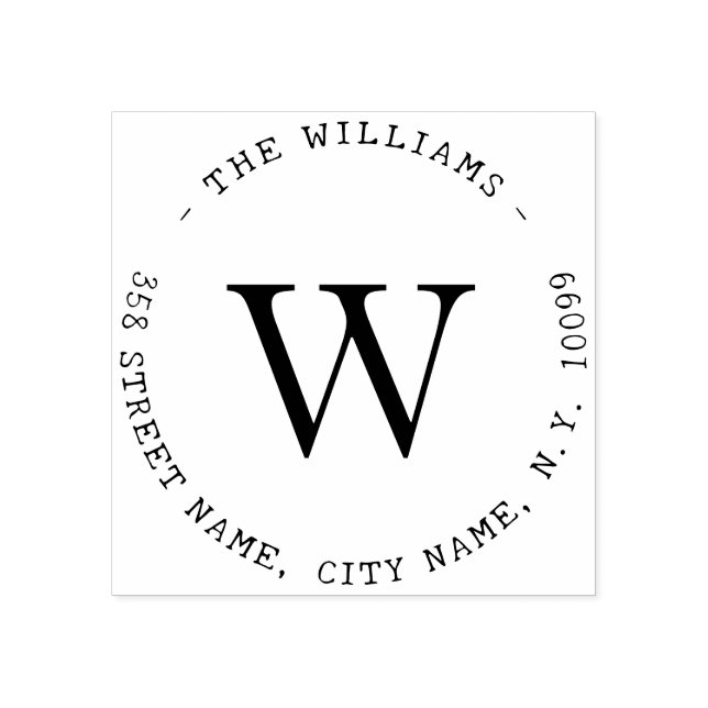 Sello De Caucho Élégant Nom de Famille Simple (Impresión)