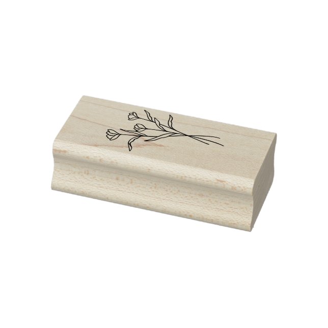 Sello De Caucho Elegant Wildflower Floral Bouquet Wood Art (Sello)