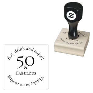Sello De Caucho Elegante 50 y Fabuloso Cumpleaños Negro 50
