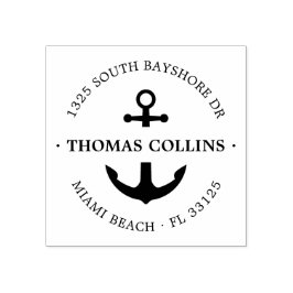 Sello De Caucho Elegante Ancla Náutica | Retorno de madera de dire