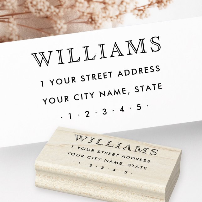 Sello De Caucho Elegante apellido apellidos dirección de retorno (Elegant family name surname return address rubber stamp)