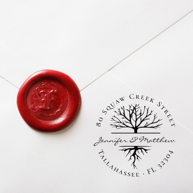 Sello De Caucho Elegante Árbol Casado Dirección de Retorno (Subido por el creador)