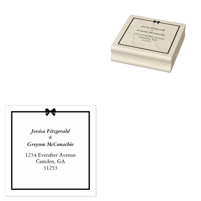 Sello De Caucho Elegante Boda de armazón y armazón blanco negro (Sellado)