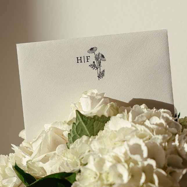 Sello De Caucho Elegante Boda de Monograma de Flor de Daisy (Subido por el creador)