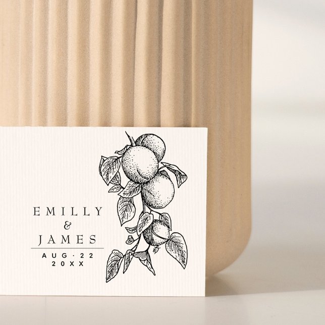 Sello De Caucho Elegante Boda de Naranjas botánicos clásicos (Elegant Classic Botanical Orange Tree Wedding Rubber Stamp)