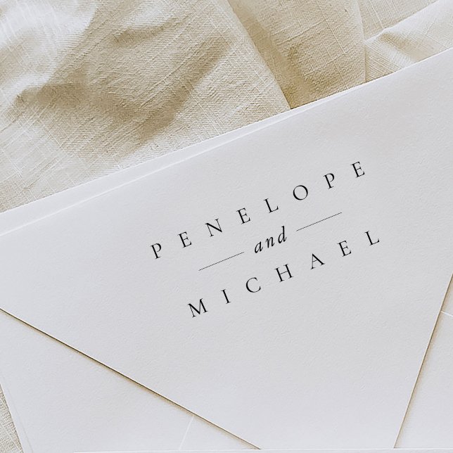 Sello De Caucho Elegante Boda de Tipografía (Elegant typography monogram wedding rubber stamp.)