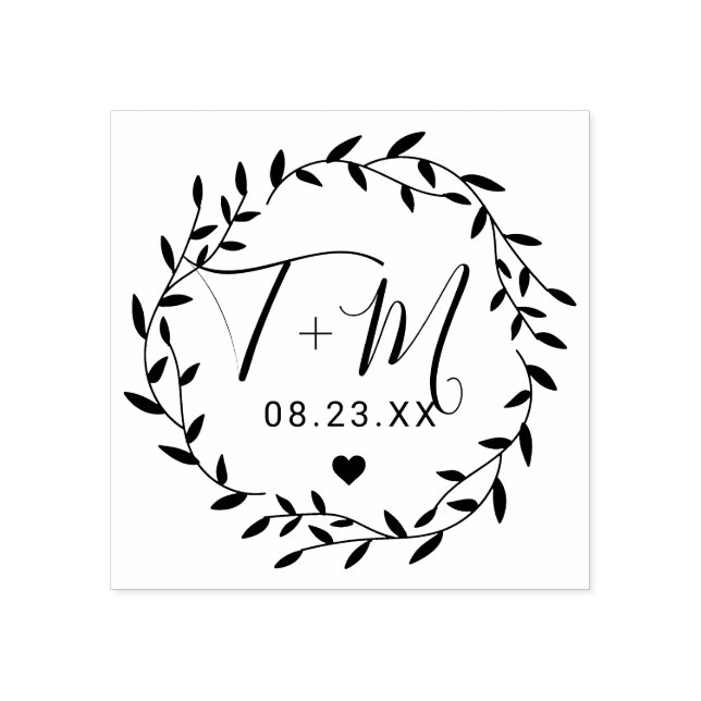 Sello De Caucho Elegante Boda floral (Impresión)