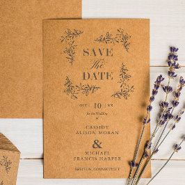 Sello De Caucho Elegante Boda moderno Guardar ramas de fecha Marco