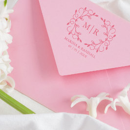 Sello De Caucho Elegante Boda Monograma Ornamento Iniciales