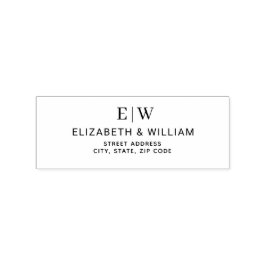 Sello De Caucho Elegante Boda simple de monograma de engrase