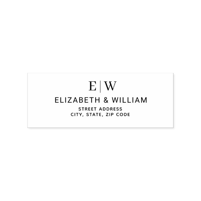 Sello De Caucho Elegante Boda simple de monograma de engrase (Impresión)