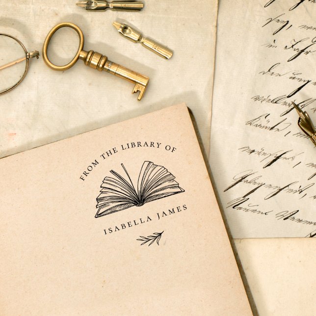 Sello De Caucho Elegante Botánico De La Biblioteca De Nombre Perso (Subido por el creador)