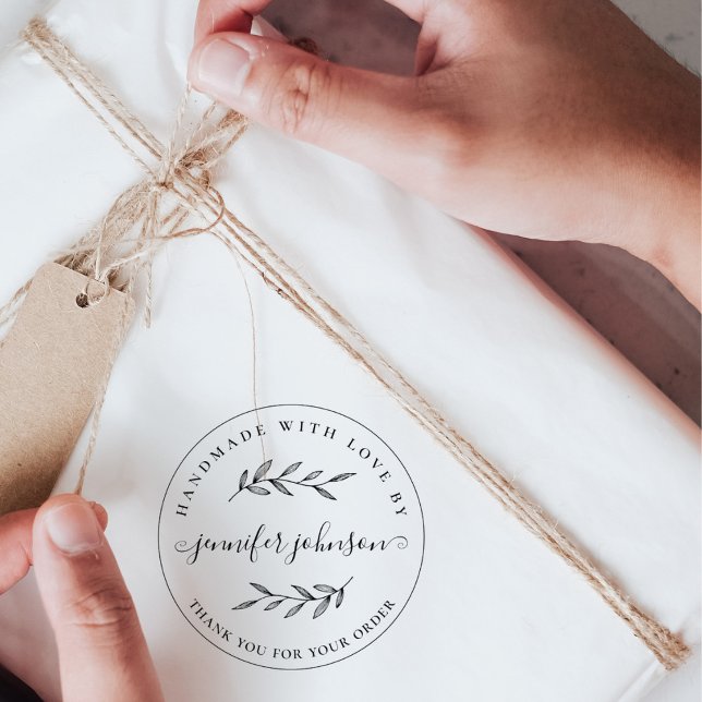 Sello De Caucho Elegante Botánico Hecho A Mano Con Personalizado D (Subido por el creador)