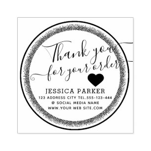 Sello De Caucho Elegante corazón vintage lindo gracias a los negoc