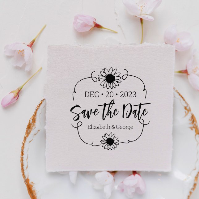 Sello De Caucho Elegante Daisy Save the Date Boda (Subido por el creador)