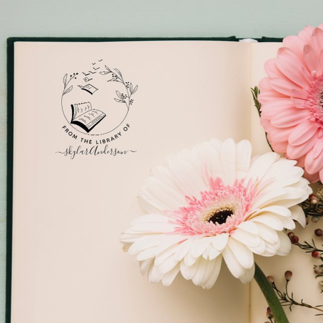 Sello De Caucho Elegante De La Biblioteca De Aves Libros A Mano (Subido por el creador)