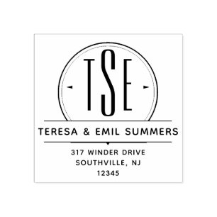 Sello De Caucho Elegante dirección Art Deco Monograma Dirección de