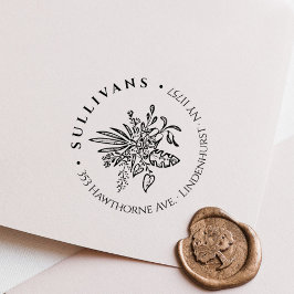 Sello De Caucho Elegante dirección botánica de retorno de Bouquet 